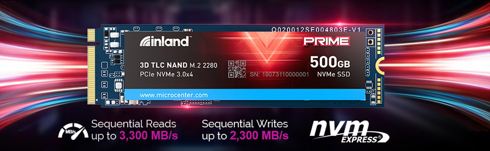 Sequential reads up to 3,300 MB/s. Sequential writes up to 2,300 MB/s