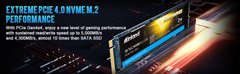 Extreme PCIE 4.0 NVME M.2 Performance - With PCIe Gen 4x4, enjoy a new level of gaming performance with sustained read/write speed up to 5,000MB/s and 4,300MB/s, almost 10 times than SATA SSD