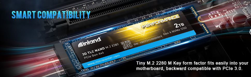 Smart Compatibility - Tiny M.2 2280 M key factor fits easily into your motherboard, backward compatible with PCIe 3.0