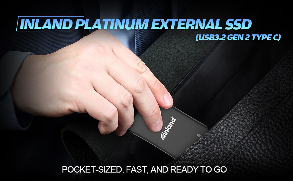 Upgrade Your PS5 - Inland Platinum External SSD - USB3.2 Gen 2 Type C. Pocket sized, fast, and ready to go
