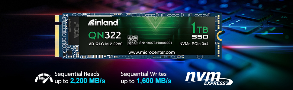 Sequential Reads up to 2,200 MB/s. Sequential Writes up to 1,600 MB/s