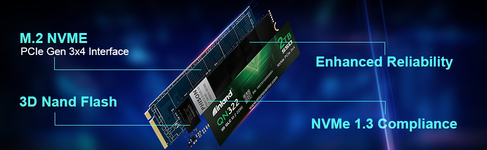 M.2 NVME PCIe Gen 3x4 Interface. 3D NAND Flash. Enhanced Reliability. NVMe 1.3 Compliance.