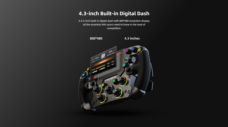 4.3-inch Built-in Digital Dash - A 4.3-inch built-in digital dash with 800*480 resolution display all the essential info racers need to know in the heat of competition.