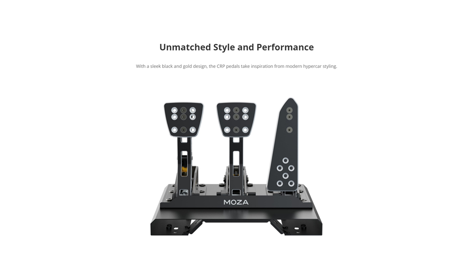Unmatched Style and Performance - With a sleek black and gold design, the CRP pedals take inspiration from modern hypercar styling.