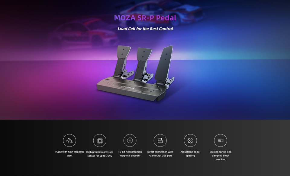MOZA SR-P Pedal - Load Cell for the Best Control