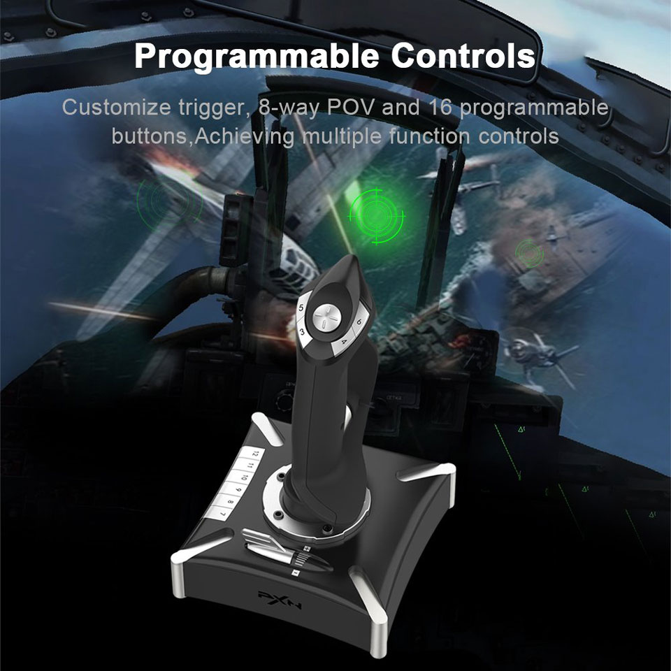 Programmable Controls. Customize trigger, 8-way POV and 16 programmable buttons, achieving multiple function controls