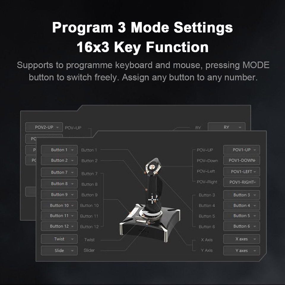 Program 3 Mode Settings 16x3 Key Function. Supports to program keyboard and mouse, pressing MODE button to switch freely. Assign any button to any number