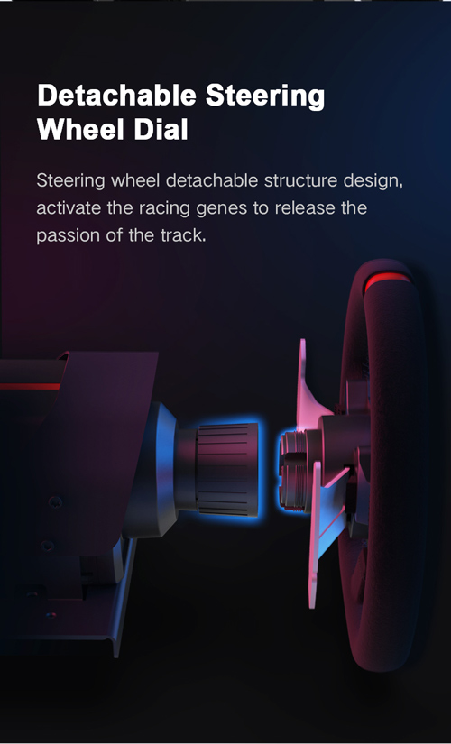 Detachable Steering Wheel Dial. Steering wheel detachable structure design, activate the racing genes to release the passion of the track.