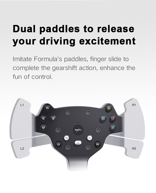 Dual paddles to release your driving excitement. Imitate Formula's paddles, finger slide to complete the gearshift action, enhance the fun of control.
