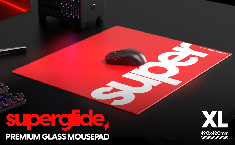 pulsar Superglide Glass Mouse Pad XL - Red - Micro Center