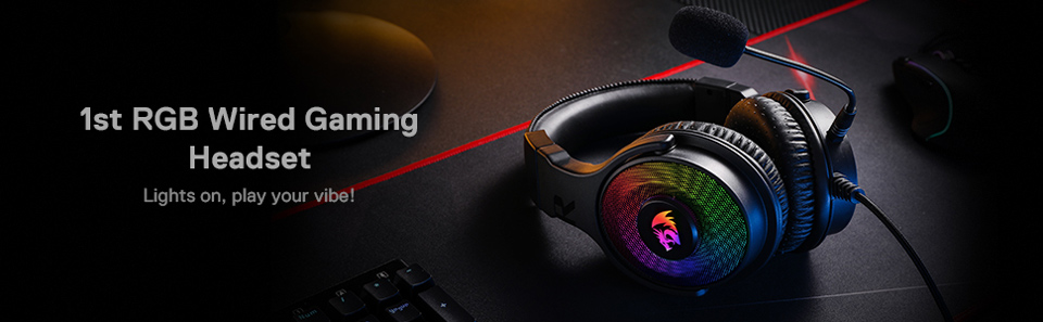 1st RGB Wired Gaming Headset - Lights on. Play your vibe!