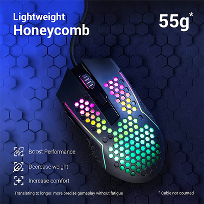 Lightweight Honeycomb. 55g. Boost performance, decrease weight, increase comfort translating to longer, more precise gameplay without fatigue