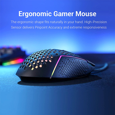 Ergonomic Gamer Mouse. The ergonomic shape fits naturally in your hand. High-precision sensor delivers pinpoint accuracy  and extreme responsiveness.