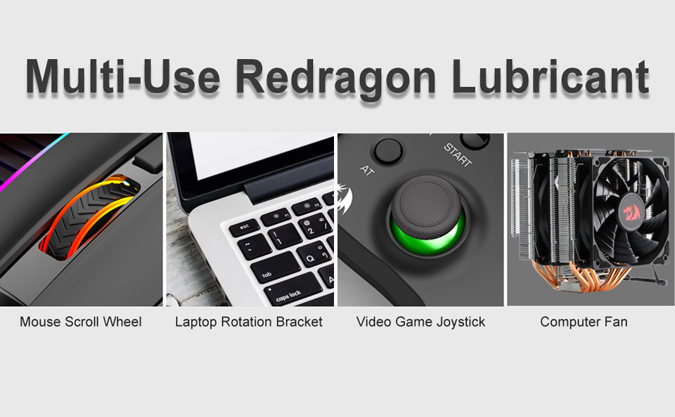 Multi-use Redragon Lubricant. Mouse scroll wheel, Laptop rotation bracket, Video game joystick, Computer Fan