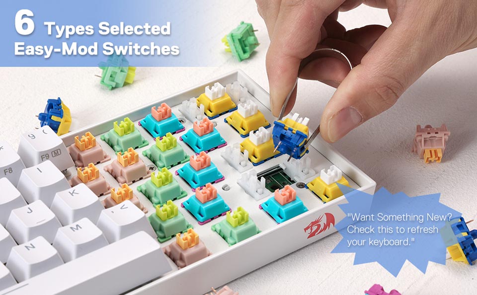 6 Types Selected. Easy mod switches