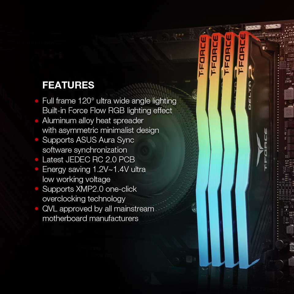 Team Group Delta RGB 16Go (2x8Go) DDR4 3200MHz CL16 