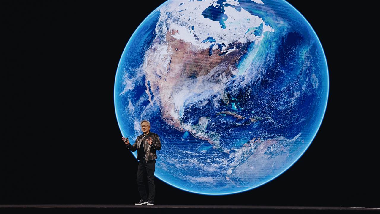 Nvidia CEO on stage at GTC 2025.
