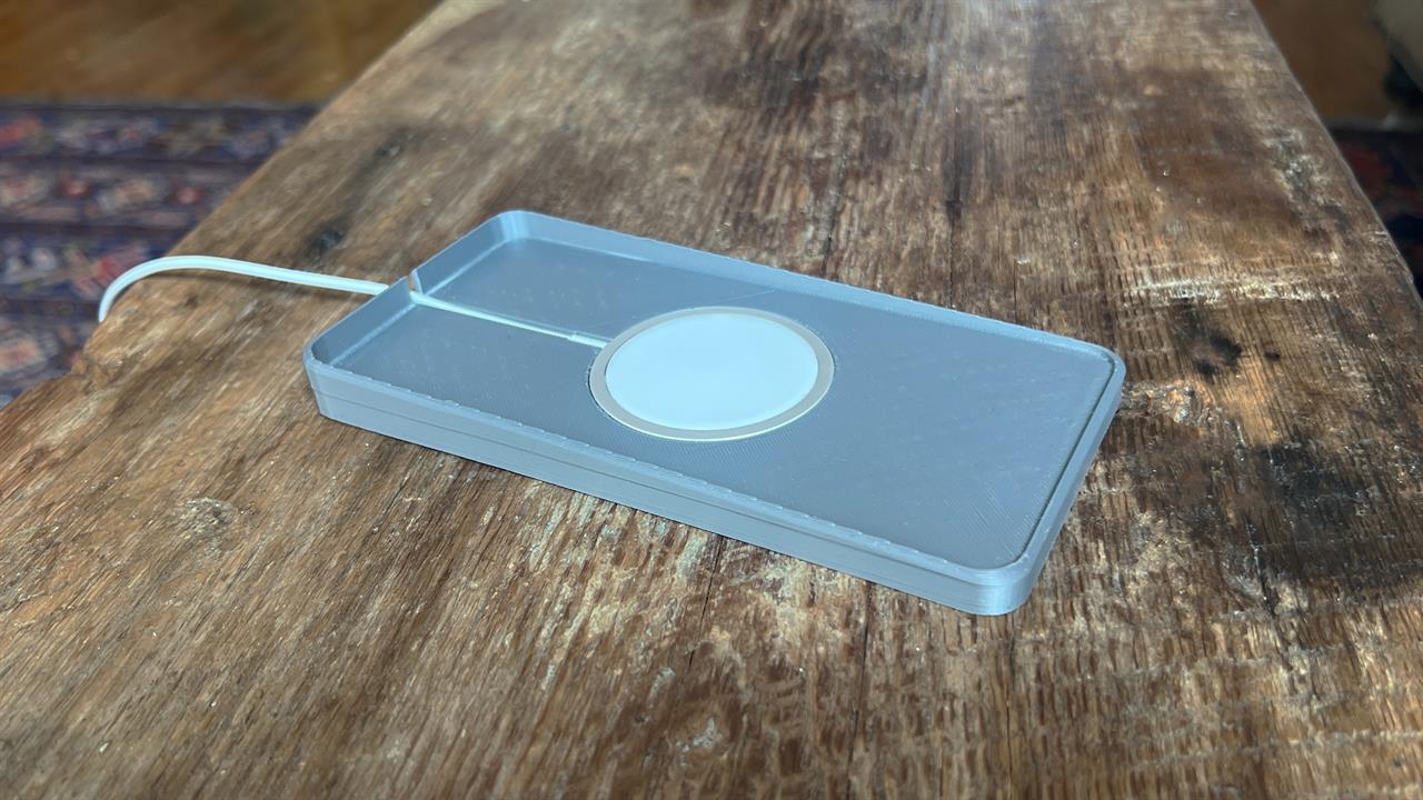 A 3D printed phone dock. 
