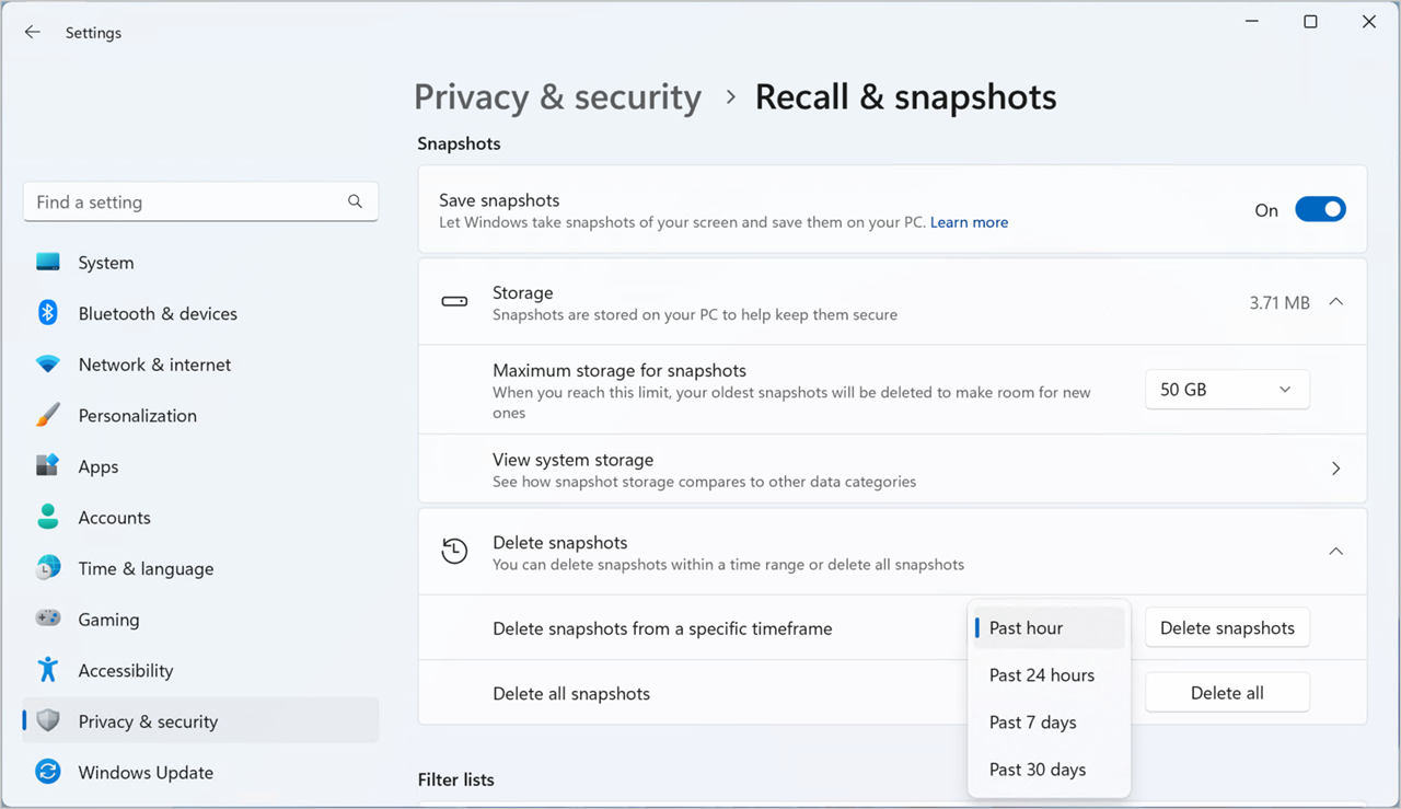 A screenshot of the Recall app.