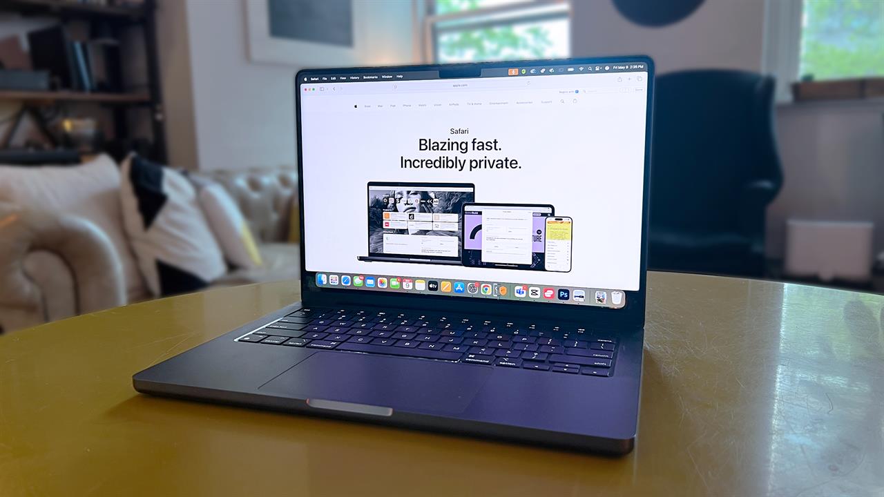 A laptop showing Safari