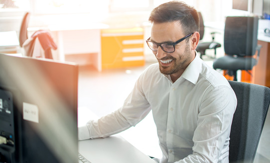 Business owner at desk