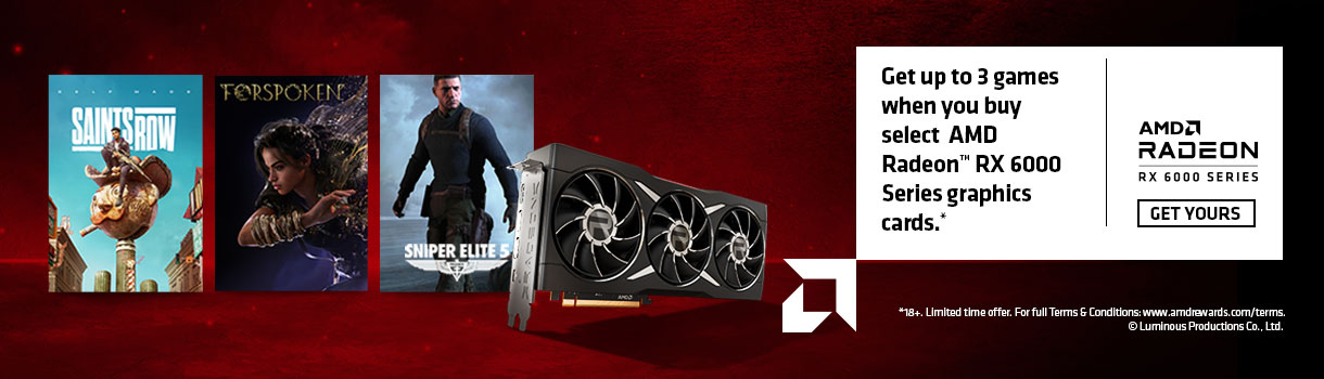 Get up to 3 games when you buy select AMD Radeon RX 6000 Series graphics cards. GET YOURS