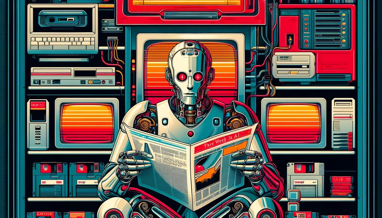 A robot reading a newspaper. 