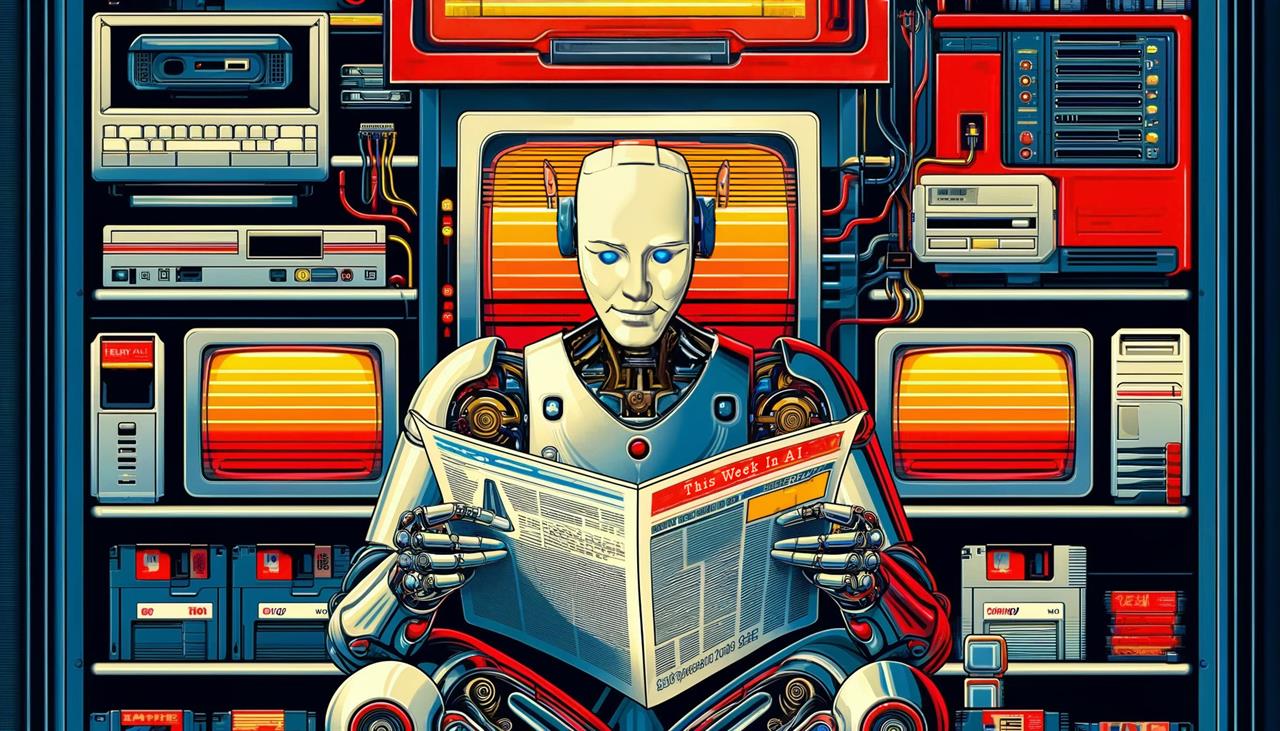 A robot reading a newspaper.