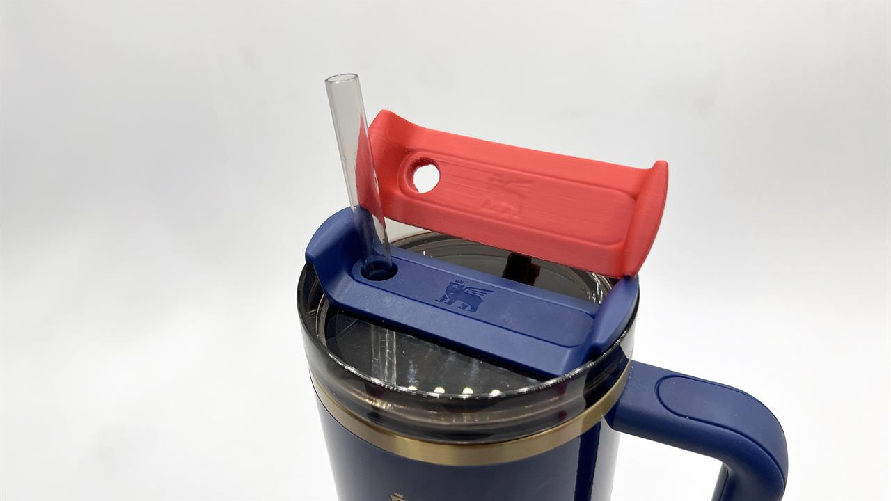 A 3D printed Stanley straw holder. 