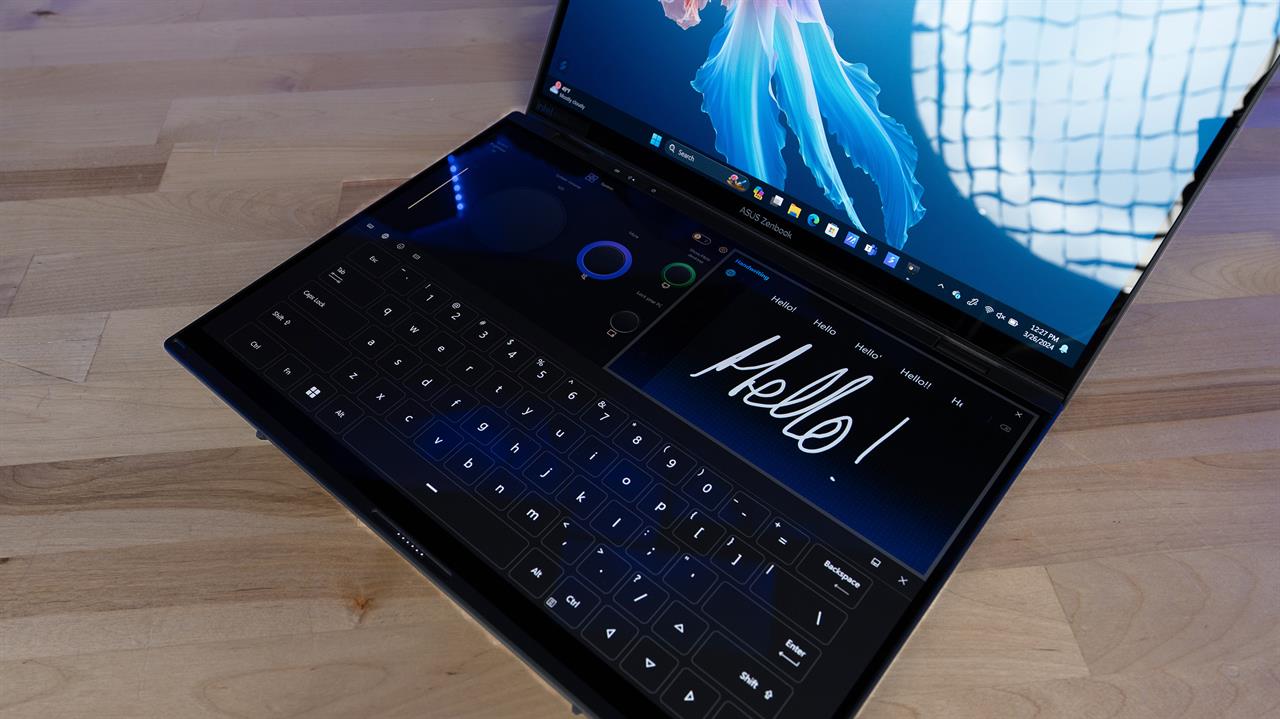 The virtual keyboard on the Zenbook Duo. 