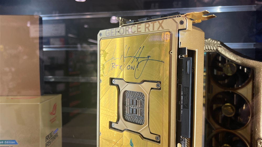 read more about see this nvidia ceo-signed, gold-plated asus astral rtx 5090 dhahab edition gpu at micro center santa clara