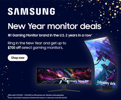 Smsung New Year monitor deals - Number One Gaming Monitor brand in the U.S. 2 years in a row - Ring in the New Year and get up to $700 off select gaming monitors - Shop Now