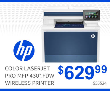 HP Color LaserJet Pro MFP 4301fdw Wireless Printer - $629.99. SKU 555524