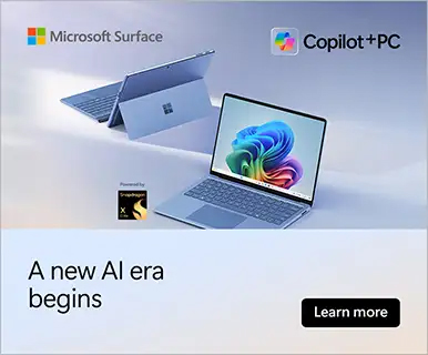 Microsoft Surface - Copilot plus PC - A new AI era begins. Learn More