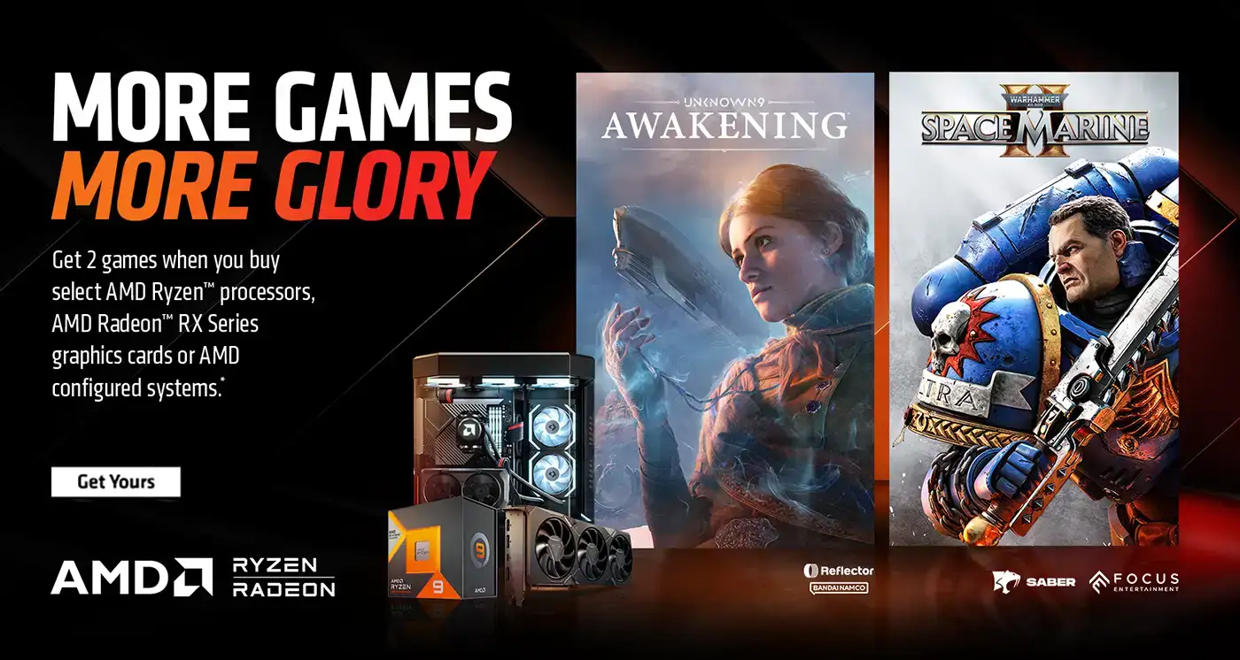 Get 2 Games with AMD Ryzen and Radeon - Get Yours