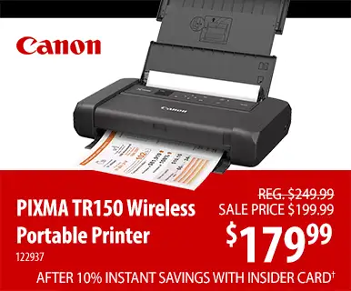Canon TR-150 Mobile Printer - Reg. $249.99, Sale Price $199.99; $179.99 After 10% Instant Savings with Insider Card - SKU 122937