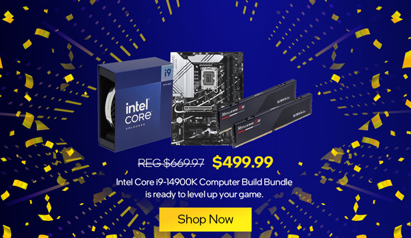 Intel Core i9-14900K Computer Build Bundle is ready to level up your game. $499.99: REG. $669.97 - SHOP NOW