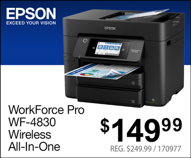 Epson WorkForce Pro WF-4830 Wireless All-in-One Printer - $149.99; REG. $249.99; SKU 170977