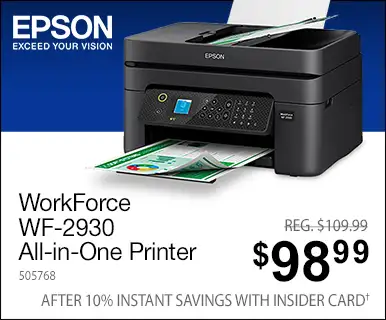 Epson WorkForce WF-2930 All-in-One Printer - Reg. $249.99, Sale Price $199.99; $179.99 After 10% Instant Savings with Insider Card; SKU 505768