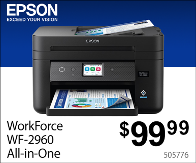 Epson WorkForce WF-2960 All-in-One Printer - $99.99; SKU 505776