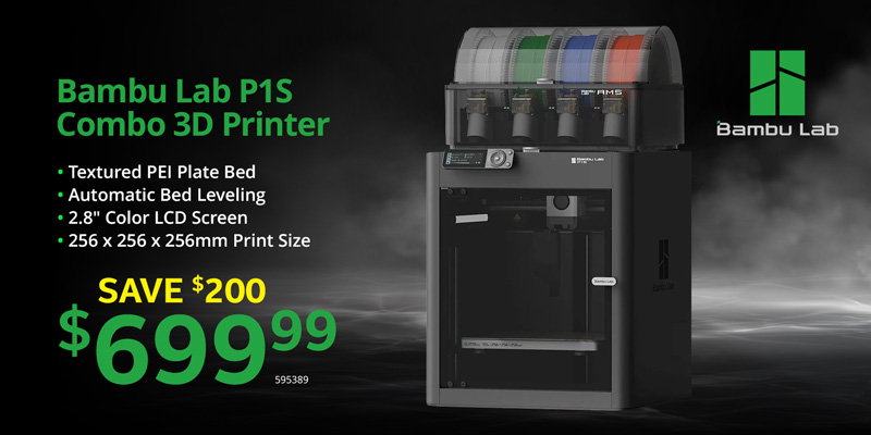Bambu Lab P1S Combo (With AMS) 3D Printer - $699.99 - Save $200; SKU 595389