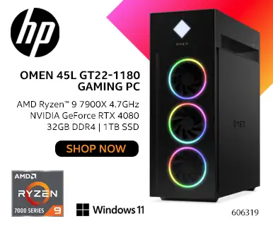 HP OMEN 45L GT22-1180 Gaming PC - AMD Ryzen 9 7900X 4.7GHz, NVIDIA GeForce RTX 4080, 32GB DDR4, 1TB SSD - Shop Now; SKU 606319