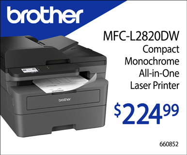 Brother MFC L2820DW Compact Monochrome All in One Laser Printer - $224.99; 660852