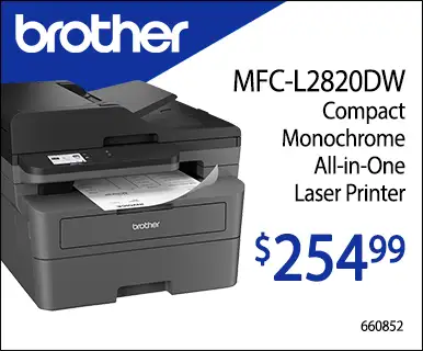 Brother MFC L2820DW Compact Monochrome All in One Laser Printer - $254.99; 660852