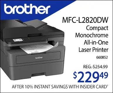 Brother MFC L2820DW Compact Monochrome All in One Laser Printer - REG $254.99, $229.99 Price after 10% Instant Savings with Insider Card; 660852