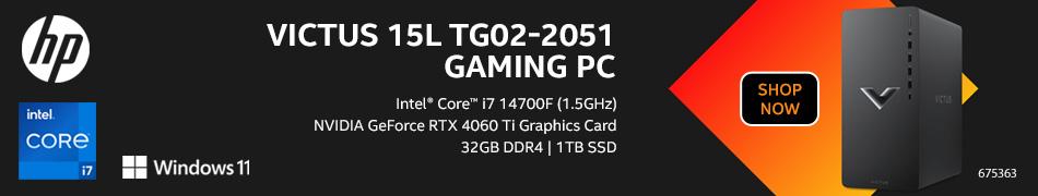 HP Victus 15L TG02-2051 Gaming PC - Intel Core i7 14700F 1.5GHz Processor; NVIDIA GeForce RTX 4060 Ti Graphics Card, 32GB DDR4; 1TB Solid State Drive; SKU 675363. SHOP NOW