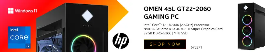 HP OMEN 45L GT22-2060 Gaming PC - Intel Core i7 14700K (2.5GHz) Processor, NVIDIA GeForce RTX 40702 Ti Super Graphics Card, 32GB DDR5-5200, 1TB SSD; SKU 675371. Shop Now