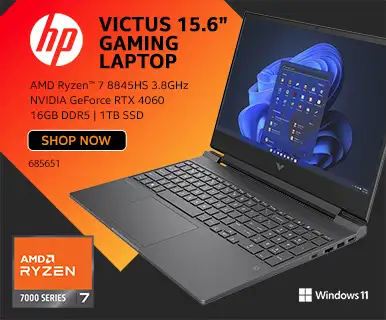 HP Victus 15.6 inch Gaming Laptop - AMD Ryzen 7 8845HS 3.8GHz, NVIDIA GeForce RTX 4060, 16GB DDR5, 1TB SSD; SHOP NOW; SKU 685651