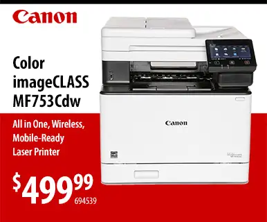 Canon Color imageCLASS MF753Cdw All in One, Wireless, Mobile-Ready Laser Printer - $499.99; SKU 694539