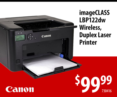 Canon imageCLASS LBP122dw
Wireless, Duplex Laser Printer - $99.99 - SKU 730416